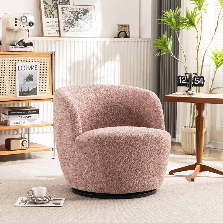 Everly Quinn Nen Upholstered Swivel Accent Chairs Boucle Swivel